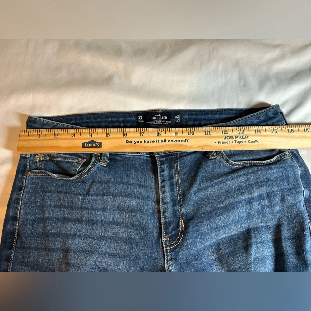 Hollister Ripped Curvy Mid-Rise Super Skinny Jeans - Dark Blue - Size 13S 31/26 - Picture 7 of 10